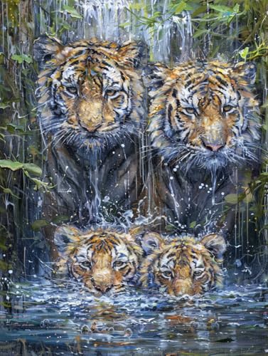 Malen Nach Zahlen Erwachsene Tiger, Malen Nach Zahlen Pflanze, DIY Paint by Numbers Adult Handgemalt Ölgemälde auf Leinwand Kit mit Pinseln und Acrylfarbe für Wand Deko, 100x135cm (Rahmenlos) M-P-Q von KUEGDUNG