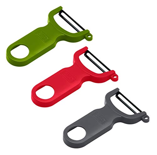 KUHN RIKON Swiss Peeler 3er-Set, Grün, Grau und Rot, Edelstahlklinge, Polypropylen, 3-teilig von KUHN RIKON