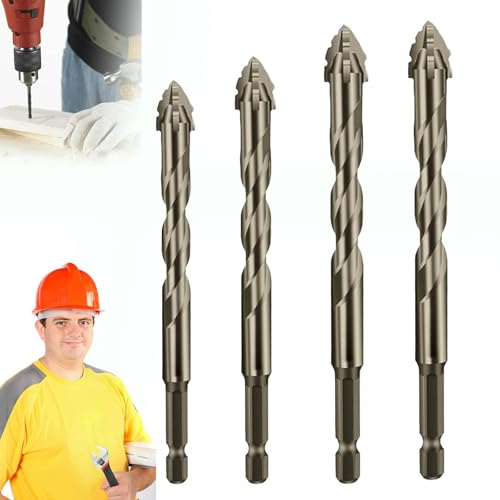 New Four-Flute Saw tooth Eccentric Drill Bit, Four-Edged Serrated Eccentric Drill, High-strength eccentric twist drill bit, High Hardness Skewed Head Eccentric Drill Bits (4/5/6/6mm) von KUICEO