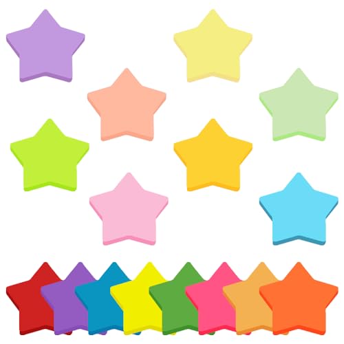 Farbige Haftnotizen, 16 Farben 800 Blatt Pentagramm Form Selbstklebende Haftnotizzettel, Sticky Notes für Büro Schule Zuhause Memo Notizblöck 70 x 70 mm von KUIZHEN