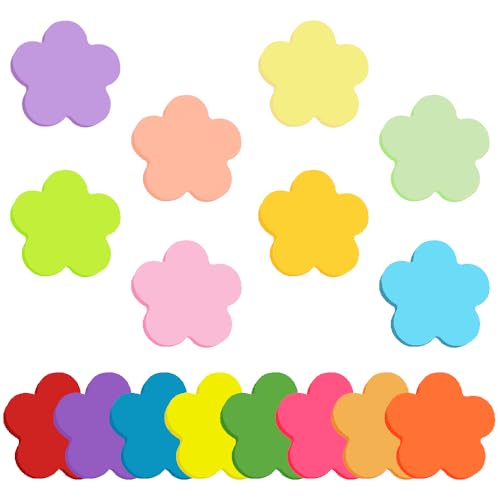 Farbige Haftnotizen, 16 Farben 800 Blatt Pflaumenblüte Form Selbstklebende Haftnotizzettel, Sticky Notes für Büro Schule Zuhause Memo Notizblöck 70 x 70 mm von KUIZHEN