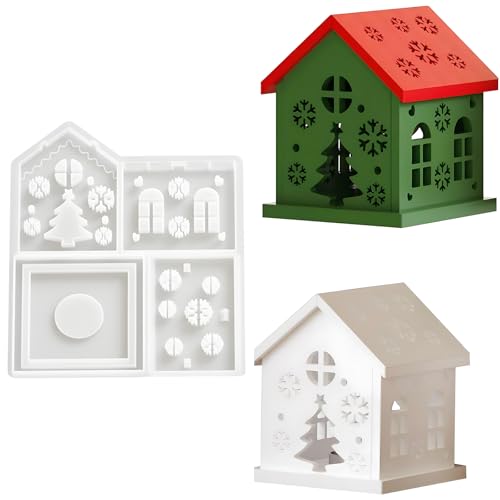 Silikonformen Gießformen Häuser 3D Silikonform Haus Silikonform Kerzenhalter Weihnachten Gipsformen zum Gießen Gießformen Silikon Weihnachten für DIY Weihnachten Handwerk (Stil 3) von KUKKUME