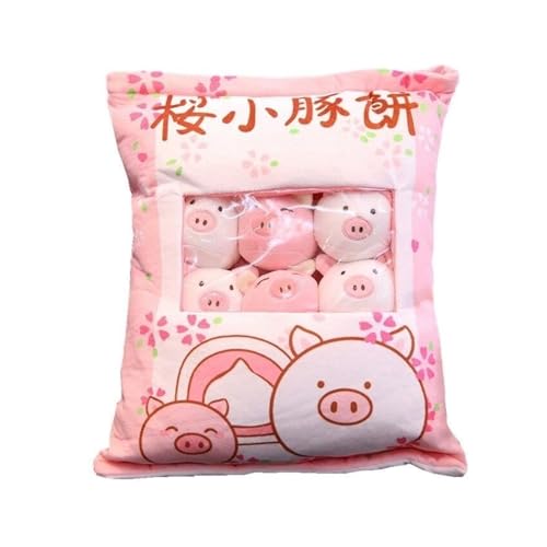 KUKUShining Gefülltes Snackkissen Aus Plüsch, Weiches KawaiiKissen, Tasche, Abnehmbares Stofftierspielzeug, Kreative Geschenke for Mädchen, KinderzimmerDekoration(Piggy) von KUKUShining