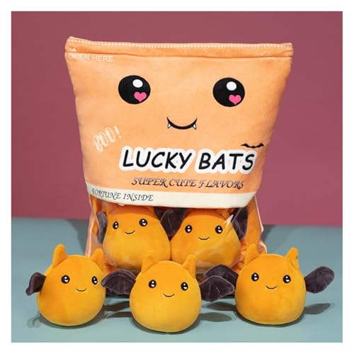 KUKUShining Gefülltes Snackkissen Aus Plüsch, Weiches KawaiiKissen, Tasche, Abnehmbares Stofftierspielzeug, Kreative Geschenke for Mädchen, KinderzimmerDekoration(BatOrang) von KUKUShining