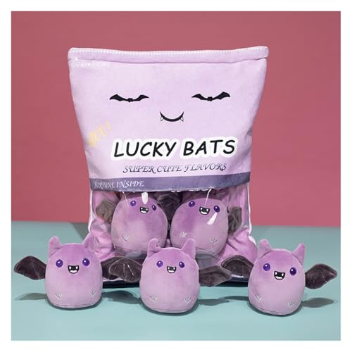 Gefülltes Snackkissen Aus Plüsch, Weiches KawaiiKissen, Tasche, Abnehmbares Stofftierspielzeug, Kreative Geschenke for Mädchen, KinderzimmerDekoration(BatPurple) von KUKUShining