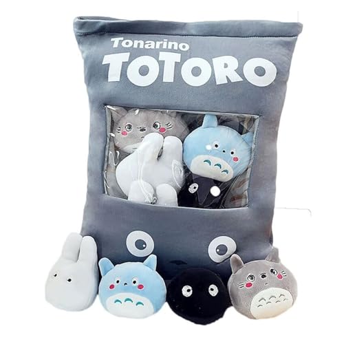 Gefülltes Snackkissen Aus Plüsch, Weiches KawaiiKissen, Tasche, Abnehmbares Stofftierspielzeug, Kreative Geschenke for Mädchen, KinderzimmerDekoration(BlueandBlackCat) von KUKUShining