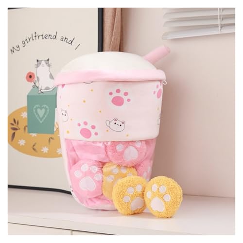 KUKUShining Gefülltes Snackkissen Aus Plüsch, Weiches KawaiiKissen, Tasche, Abnehmbares Stofftierspielzeug, Kreative Geschenke for Mädchen, KinderzimmerDekoration(Cat'sclawmilktea) von KUKUShining