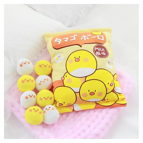 KUKUShining Gefülltes Snackkissen Aus Plüsch, Weiches KawaiiKissen, Tasche, Abnehmbares Stofftierspielzeug, Kreative Geschenke for Mädchen, KinderzimmerDekoration(ChickenStyle) von KUKUShining