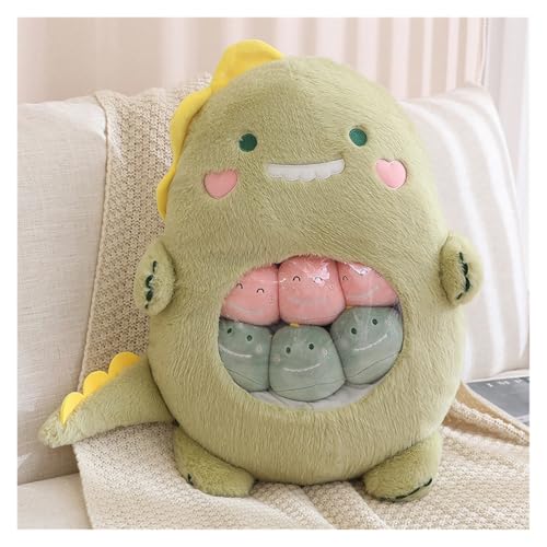 KUKUShining Gefülltes Snackkissen Aus Plüsch, Weiches KawaiiKissen, Tasche, Abnehmbares Stofftierspielzeug, Kreative Geschenke for Mädchen, KinderzimmerDekoration(Dinosaur6) von KUKUShining