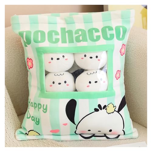 KUKUShining Gefülltes Snackkissen Aus Plüsch, Weiches KawaiiKissen, Tasche, Abnehmbares Stofftierspielzeug, Kreative Geschenke for Mädchen, KinderzimmerDekoration(PachaDog) von KUKUShining