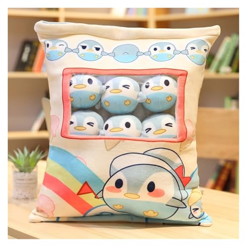 KUKUShining Gefülltes Snackkissen Aus Plüsch, Weiches KawaiiKissen, Tasche, Abnehmbares Stofftierspielzeug, Kreative Geschenke for Mädchen, KinderzimmerDekoration(Penguin) von KUKUShining