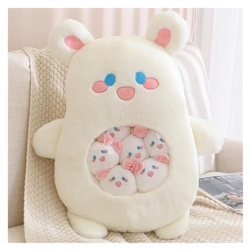 KUKUShining Gefülltes Snackkissen Aus Plüsch, Weiches KawaiiKissen, Tasche, Abnehmbares Stofftierspielzeug, Kreative Geschenke for Mädchen, KinderzimmerDekoration(WhiteBear) von KUKUShining