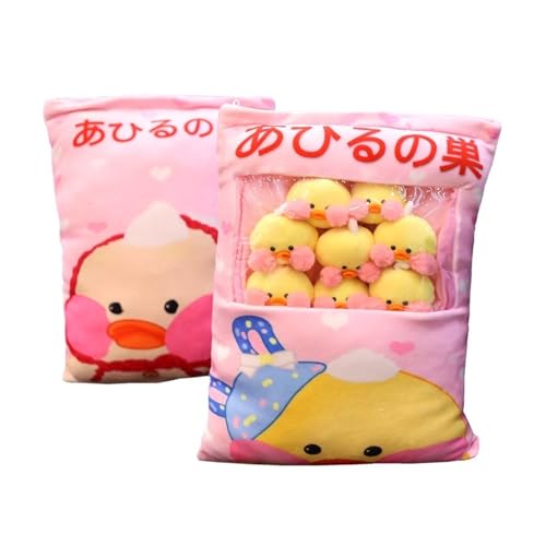 KUKUShining Gefülltes Snackkissen Aus Plüsch, Weiches KawaiiKissen, Tasche, Abnehmbares Stofftierspielzeug, Kreative Geschenke for Mädchen, KinderzimmerDekoration(YellowDuck) von KUKUShining