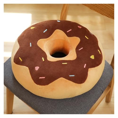 KUKUShining Weiches Donut-Plüschkissen, Süßes und Spaßiges Kissen, Ideal für Kinder, Gemütliche Spielzeit und Dekorativer Wohnakzent(Brown,38cm/15in) von KUKUShining