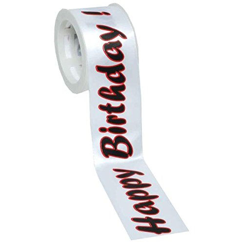 KULTFAKTOR GmbH Satin-Geschenkband Happy Birthday Weiss-schwarz-rot 300x4cm von KULTFAKTOR GmbH