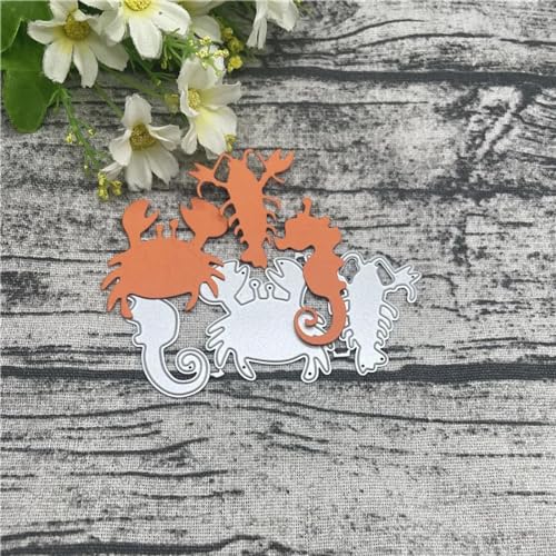 Stanzschablonen für Kartenherstellung, 4,5 x 4,8 cm, Krebs-Garnelen, Metall-Stanzformen für Scrapbooking, Alben, Prägung, Papierkarten, dekorativ von KUNGZUNMOLDS