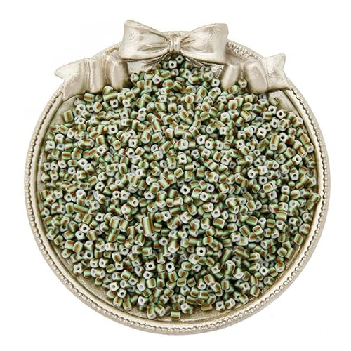 Glasperlen, farbig gestreifte Glasperlen, werden zur Herstellung von Mini-Rocailles-Perlen for Schmuck, Ponyperlen und Reisperlen und for Basteln von Perlenperlen for Armbänder verwendet.(White-green von KUOHU