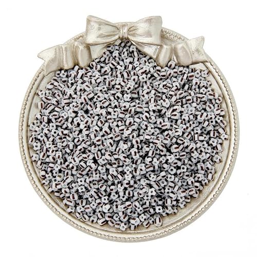 Glasperlen, farbig gestreifte Glasperlen, werden zur Herstellung von Mini-Rocailles-Perlen for Schmuck, Ponyperlen und Reisperlen und for Basteln von Perlenperlen for Armbänder verwendet.(White dark c von KUOHU