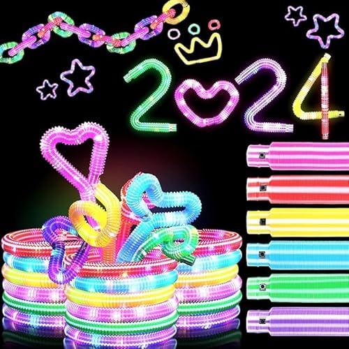 12 Stück Mitgebsel Kindergeburtstag Knicklichter LED Pop Tubes Party Deko Party Deko Fidget Toys Set Leuchtstäbe Geburtstagsparty Festival Partyzubehör Sensorik Spielzeug Kleine Geschenke für Kinder von KUOL-KIDS