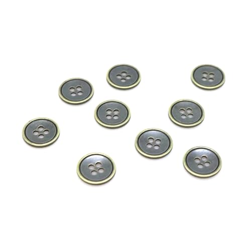 Dunkelblauer Nähknopf aus Zinklegierung, 50 Stück, Metallknöpfe, rund, Antikbronze, 4 Löcher, 13 mm(Bronze) von KUOSHUANG