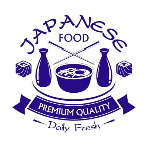 Beschriftungsaufkleber „Japanisches Premium-Food-Restaurant-Etikett“ 36x38,3cm entfernbar ohne Klebstoff zu hinterlassen S Dunkelblau von KUPDC