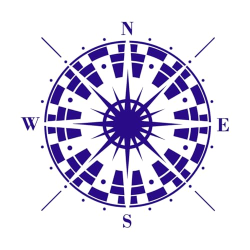 Kompass Nautischer Aufkleber für die Schule Klassenzimmer feine Schnitzerei 81x82,8cm einfache Installation XL Dunkelblau von KUPDC