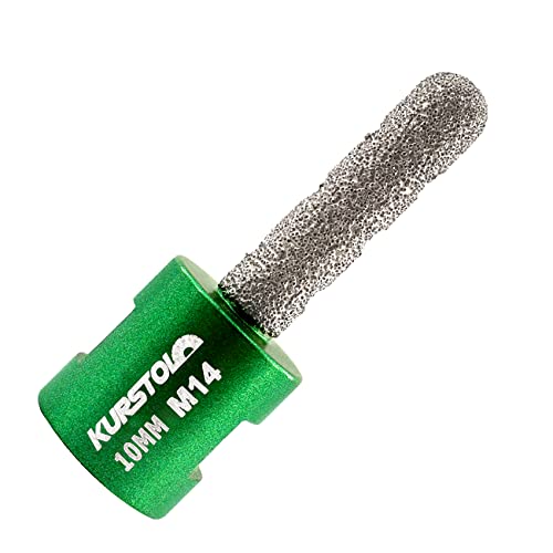 KURSTOL Diamant-Fingerfräs-Bit – Durchmesser 10mm x M14 Gewinde zur Vergrößerung der Formung von runden Abschrägungen vorhandenem Loch von Porzellan,Hartkeramik,Granit,Marmor rund von KURSTOL