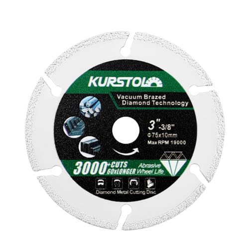 KURSTOL Diamant Metall Trennscheibe - 75mm x 10mm Diamant-Trennscheibe für Stahlrohr, Winkel, Eisen, Blech, Edelstahl von KURSTOL