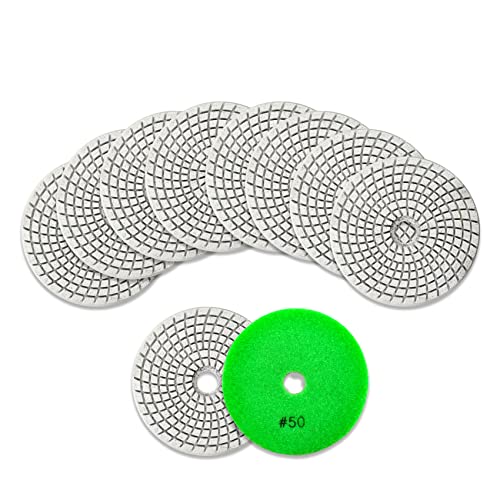 KURSTOL Diamant-Polierpads Set - 10 Stück 100mm Körnung #50 Nass-Polierpads für Granit Quarz Stein Marmor Boden von KURSTOL