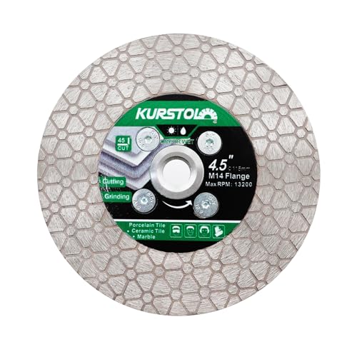 KURSTOL Diamant-Trennscheibe 115mm - Dual-Purpose Diamanttrennscheibe,Angle Grinder Blade Arbor M14-Gewinde for Cutting and Grinding Ceramic Tiles,Porcelain,Granite,Marble von KURSTOL