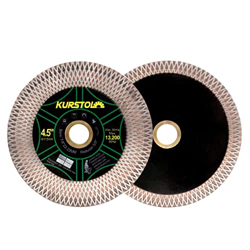 KURSTOL Diamant-Trennscheibe - 2 Stück 4.5"/115mm Dual-Purpose Diamanttrennscheibe,Angel Grinder Blade Arbor 7/8"-5/8" for Cutting and Grinding Ceramic Tiles,Porcelain,Granite,Marble von KURSTOL