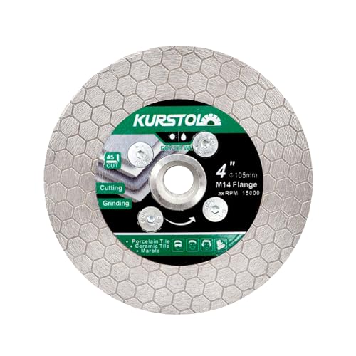 KURSTOL Diamant Trennscheibe - Diamant Fliesentrennscheibe 105 mm x M14 zum Schneiden und Schleifen von Keramikfliesen, Porzellan, Granit, Marmor KURSTOL Diamant Trennscheibe - Diamant Fliesentrennscheibe 105 mm x M14 zum Schneiden und Schleifen von Keramikfliesen, Porzellan, Granit, Marmor von KURSTOL