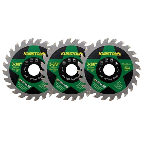 KURSTOL Hartmetall Trennscheibe für Holz - 85mm × 3 TCT Scheiben für Holz Kunststoff Sperrholz Spanplatten Mehrschichtplatten mit 15mm Bohrung, 15/10mm Unterlegscheibe KURSTOL Hartmetall Trennscheibe für Holz - 85mm × 3 TCT Scheiben für Holz Kunststoff Sperrholz Spanplatten Mehrschichtplatten mit 15mm Bohrung, 15/10mm Unterlegscheibe von KURSTOL