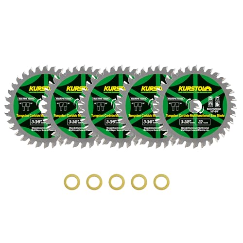 KURSTOL Kreissägeblatt für Holz – 5 Stück 85mm TCT Holz Trennscheibe, 32T Hartmetall-Trennscheibe mit Bohrung 15m-10 mm für Holz, Laminate, Aluminium, Kupfer, Nichteisenmetalle, Kunststoff von KURSTOL