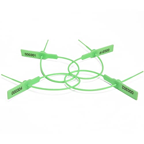 Kabelbinder, Sicherheitskunststoff, verstellbare Länge, Sicherheitsdichtung, Manipulations-Dichtungen, nummerierte Zugbinder für Zolllogistik, Gepäck-Feuerlöscher (100 Stück, grün) von KUSAGA