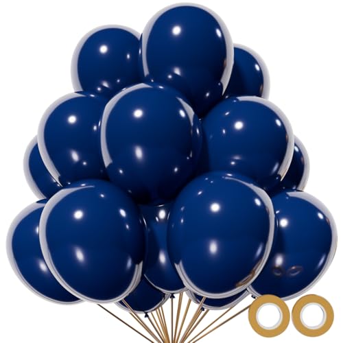 110pcs Navy Blue Balloon 12 Inch, Navy Blue Latex Balloon for Birthday Party Baby Shower Wedding(with 2 Ribbons) von KUULBELA