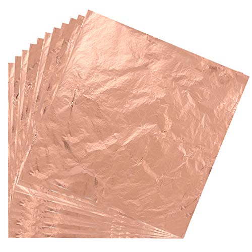 KUUQA 100 Blatt Blattkupfer Imitation für Vergoldung Handwerk, Kunstprojekt Handwerk Dekoration (14x14 cm) (Rose Gold) von KUUQA