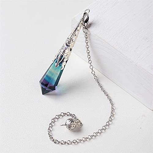 KUYIN Familiendekorationen. Natürlicher Regenbogen Fluorit Nimble Pendel gestreifter Kristall Fluorit Geization Energie Gesundheit Gem Cartz Ornament Anhänger (Color : Silvery) von KUYIN