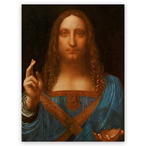 KWAY Leonardo Da Vinci Kunstdrucke – Salvator Mundi Poster – Vintage-Leinwandkunst – Ölgemälde-Reproduktion, coole Wanddekoration für Schlafzimmer, Wohnzimmer, Büro, ungerahmt (30 x 40 cm) von KWAY