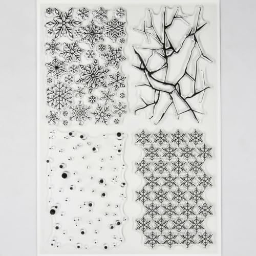 KWELLAM Frohe Weihnachten Schneeflocke Schneefall Transparente Stempel für Kartenherstellung, Dekoration und DIY Scrapbooking 4092610 von KWELLAM