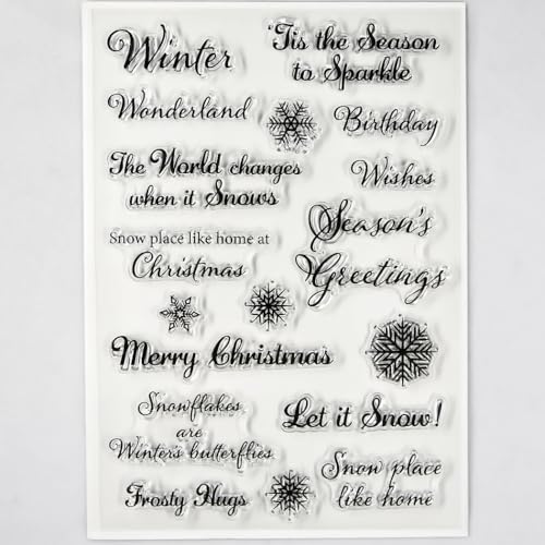 KWELLAM Words 4092609 Stempel "Merry Christmas Winter Wishes Let it Snow", für Kartenherstellung, Dekoration und DIY Scrapbooking von KWELLAM