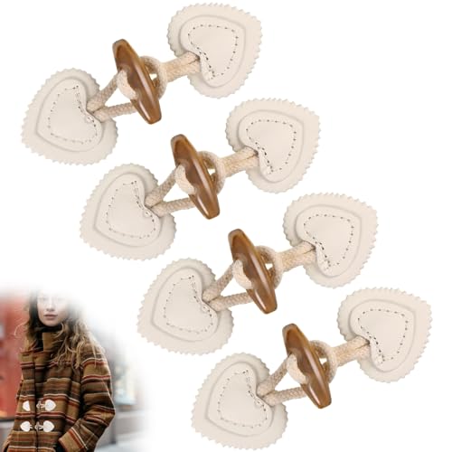 4 Paar Knöpfe Buttons Leder Knebelknöpfe Knebelverschluss Knebelknopf Mantelknöpfe Verschluss Jacken Knopf Pullover Knebelknöpfe Kinder Knebelverschlüsse Geknöpfte für Kunstleder, Jacken, Strickwaren von KWJEIULSOQ