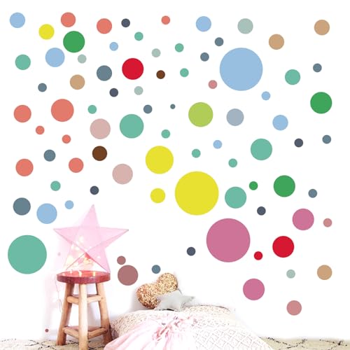 Wandsticker Kinderzimmer Punkte Dots Wandaufkleber, Bunt Wanddeko DIY Selbstklebend Kreise Pastell Stickers Babyzimmer Wandaufkleber Deko Wandsticker Kinderzimmer Kreise Bunt für Mädchen Junge von KWJEIULSOQ