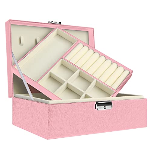 KWMAEEUID Schmuckhalter Damen Schmuckschatulle Aufbewahrungsbox 2 Ebenen Großer verschließbarer Präsentationsständer KWMAEEUID Schmuckhalter Damen Schmuckschatulle Aufbewahrungsbox 2 Ebenen Großer verschließbarer Präsentationsständer von KWMAEEUID