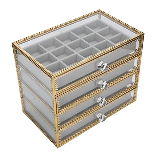 KWMAEEUID Schmuckschatulle, Desktop-Nagelspitzen-Organizer, 60 Gitter, 4-lagige Schmuckschatulle, Nageldekorations-Aufbewahrungsbox mit 4 Schubladen, für Einkaufszentrum, Theke für Zuhause von KWMAEEUID