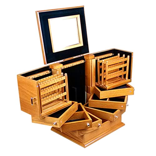 KWMAEEUID Schmuckschatulle, große Schmuckschatulle, Schmuck-Organizer-Box mit 6 Schubladen, Display-Aufbewahrungsbox, Halter mit Spiegel, Mädchen-Schmuckschatullen, Schmuckhalter von KWMAEEUID