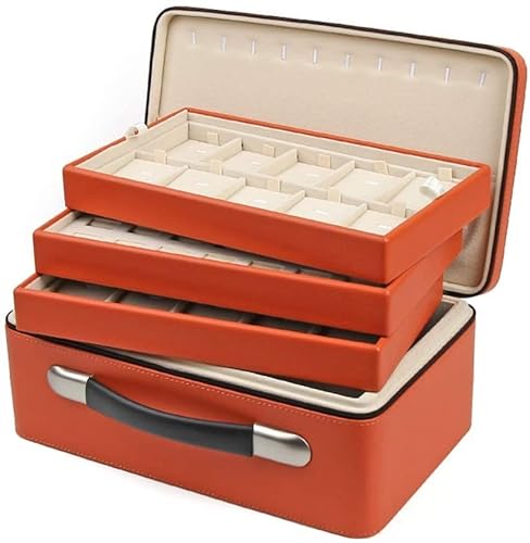 KWMAEEUID Schmuckschatulle, große tragbare Schmuck-Organizer-Box, dreilagige Schmuck-Aufbewahrungsbox, exquisiter Schmuckhalter, Schmuckhalter von KWMAEEUID