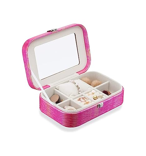 KWMAEEUID Schmuckschatulle für Damen, klein, Schmucketui, Variable Farbe, PU-Leder, Schmuck-Organizer, Aufbewahrungsbox, Schmuckhalter von KWMAEEUID