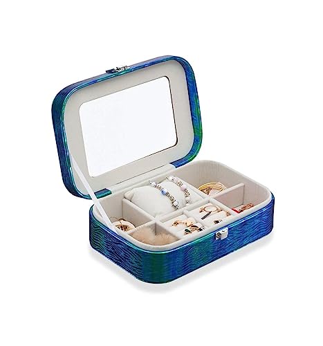 KWMAEEUID Schmuckschatulle für Damen, klein, Schmucketui, Variable Farbe, PU-Leder, Schmuck-Organizer, Aufbewahrungsbox, Schmuckhalter von KWMAEEUID