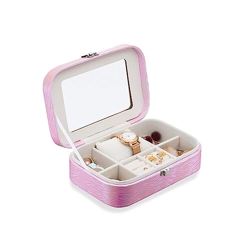 KWMAEEUID Schmuckschatulle für Damen, klein, Schmucketui, Variable Farbe, PU-Leder, Schmuck-Organizer, Aufbewahrungsbox, Schmuckhalter von KWMAEEUID